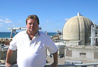Ray Golden in front of the San Onofre nuclear plant'