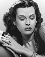 Drawing of Hedy Lamarr made with Corel Draw