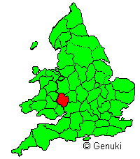 Map showing position of Herefordshire (c) GENUKI