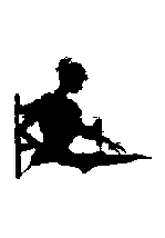 animated picture showing silhouette of 1926-era woman construction a dress