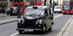 Taxi on a London street