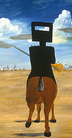 Sydney Nolan Ned Kelly 1946 enamel on composition board Collection of the National Gallery of Australia Gift of Sunday Reed 1977