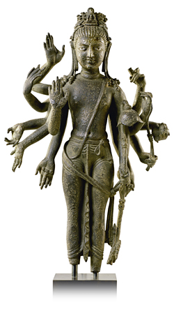 North-west India Post-Gupta period The bodhisattva Avalokiteshvara c.700 sculpture, bronze, silver inlay National Gallery of Australia, Canberra