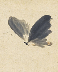Otagaki Rengetsu 'Fluttering merrily' hanging scroll [kakemono] 1840s-50s calligraphy, painting Private collection, Zurich 