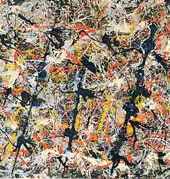 detail: Jackson Pollock 'Blue Poles: Number 11, 1952' 1952enamel and aluminium paint with glass on canvas, Collection of the National Gallery of Australia © Jackson Pollock, 1952/ARS. Licensed by VISCOPY, Sydney 2002