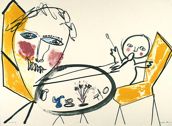 Davida Allen not titled [mother feeding child] 1989 colour lithograph Collection of the National Gallery of Australia Purchased with the assistance of the Gordon Darling Australasian Print Fund 2002