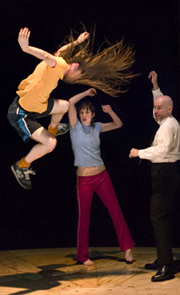 image: Chunky Move 'Tense Dave' Performers: Luke Smiles, Kristy Ayre, Brian Carbee, Photographer: Basil Childers