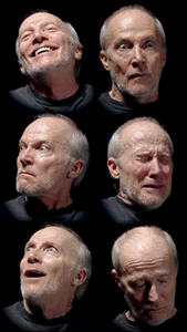 image:Bill Viola ' Six Heads' 2000, video on wall-mounted plasma display, artist’s proof, collection of the artist, © Bill Viola, photograph: Kira Perov