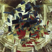 Image of Jeffrey Shaw's 'Heaven's Gate', a multimedia installation based on Baroque ceiling paintings and satellite pictures of Earth’s surface