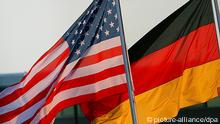 German and US flags wave on Wednesday evening (12.07. 2006) at airport Rostock-Laage. US President Bush visits Mecklenburg West Pommerania at the invitation of Chancellor Merkel. Foto: Michael Hanschke dpa/lmv +++(c) dpa - Report+++