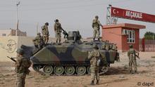 Turkish military station at the border gate with Syria