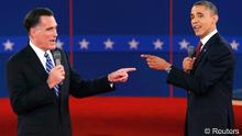 Mitt Romney et Barack Obama lors d'un débat TV