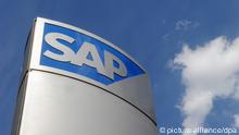 SAP logo at the software giant's headquarters in Walldorf, Germany