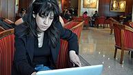 Lina Ben Mhenni at a computer