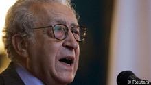 Lakhdar Brahimi addresses the media in Moscow