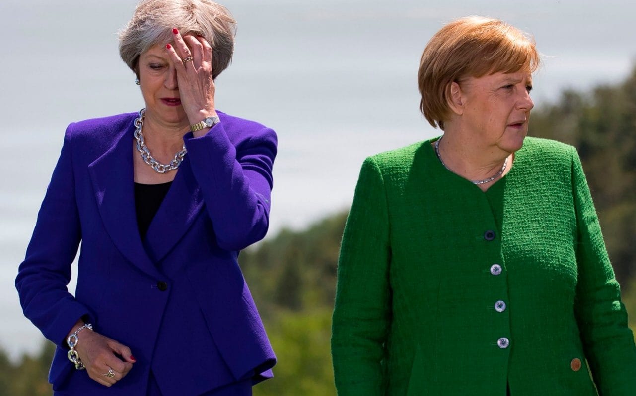 The prime minister with Angela Merkel at the G7 summit in Canada